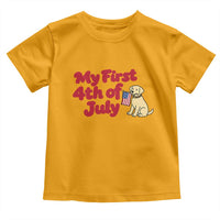 My First 4th of July Cute Golden Retriever Puppy Dog Toddler T Shirt American Flag Independence Holiday Milestone