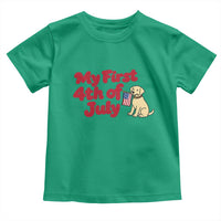 My First 4th of July Cute Golden Retriever Puppy Dog Toddler T Shirt American Flag Independence Holiday Milestone