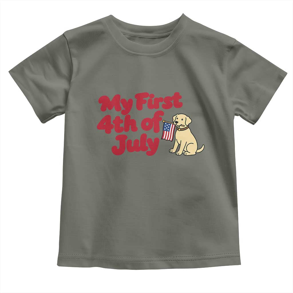 My First 4th of July Cute Golden Retriever Puppy Dog Toddler T Shirt American Flag Independence Holiday Milestone