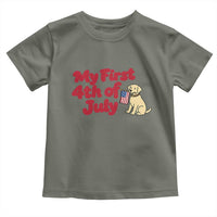 My First 4th of July Cute Golden Retriever Puppy Dog Toddler T Shirt American Flag Independence Holiday Milestone