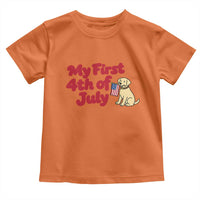 My First 4th of July Cute Golden Retriever Puppy Dog Toddler T Shirt American Flag Independence Holiday Milestone