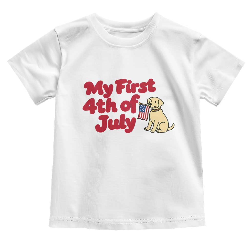 My First 4th of July Cute Golden Retriever Puppy Dog Toddler T Shirt American Flag Independence Holiday Milestone