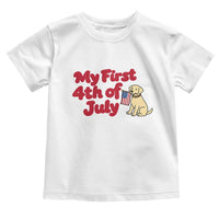My First 4th of July Cute Golden Retriever Puppy Dog Toddler T Shirt American Flag Independence Holiday Milestone