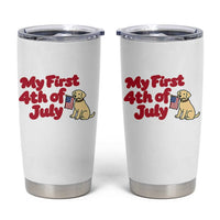 My First 4th of July Cute Golden Retriever Puppy Dog Tumbler Cup American Flag Independence Holiday Milestone