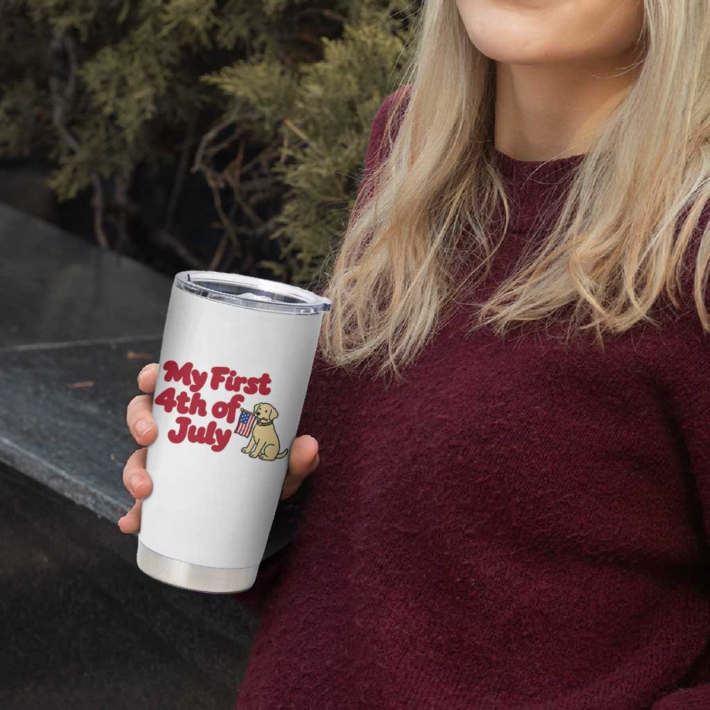 My First 4th of July Cute Golden Retriever Puppy Dog Tumbler Cup American Flag Independence Holiday Milestone