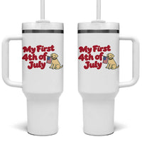 My First 4th of July Cute Golden Retriever Puppy Dog Tumbler With Handle American Flag Independence Holiday Milestone