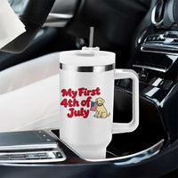 My First 4th of July Cute Golden Retriever Puppy Dog Tumbler With Handle American Flag Independence Holiday Milestone