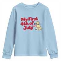 My First 4th of July Cute Golden Retriever Puppy Dog Youth Sweatshirt American Flag Independence Holiday Milestone