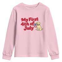 My First 4th of July Cute Golden Retriever Puppy Dog Youth Sweatshirt American Flag Independence Holiday Milestone