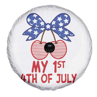 My 1st 4th of July Coquette Bow Striped Cherries Spare Tire Cover Preppy Patriotic Baby Girl Independence Holiday
