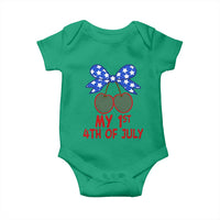 My 1st 4th of July Coquette Bow Striped Cherries Baby Onesie Preppy Patriotic Baby Girl Independence Holiday