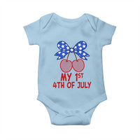 My 1st 4th of July Coquette Bow Striped Cherries Baby Onesie Preppy Patriotic Baby Girl Independence Holiday