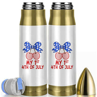 My 1st 4th of July Coquette Bow Striped Cherries Bullet Tumbler Preppy Patriotic Baby Girl Independence Holiday