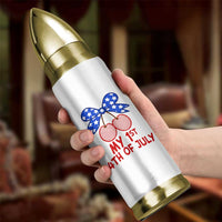 My 1st 4th of July Coquette Bow Striped Cherries Bullet Tumbler Preppy Patriotic Baby Girl Independence Holiday