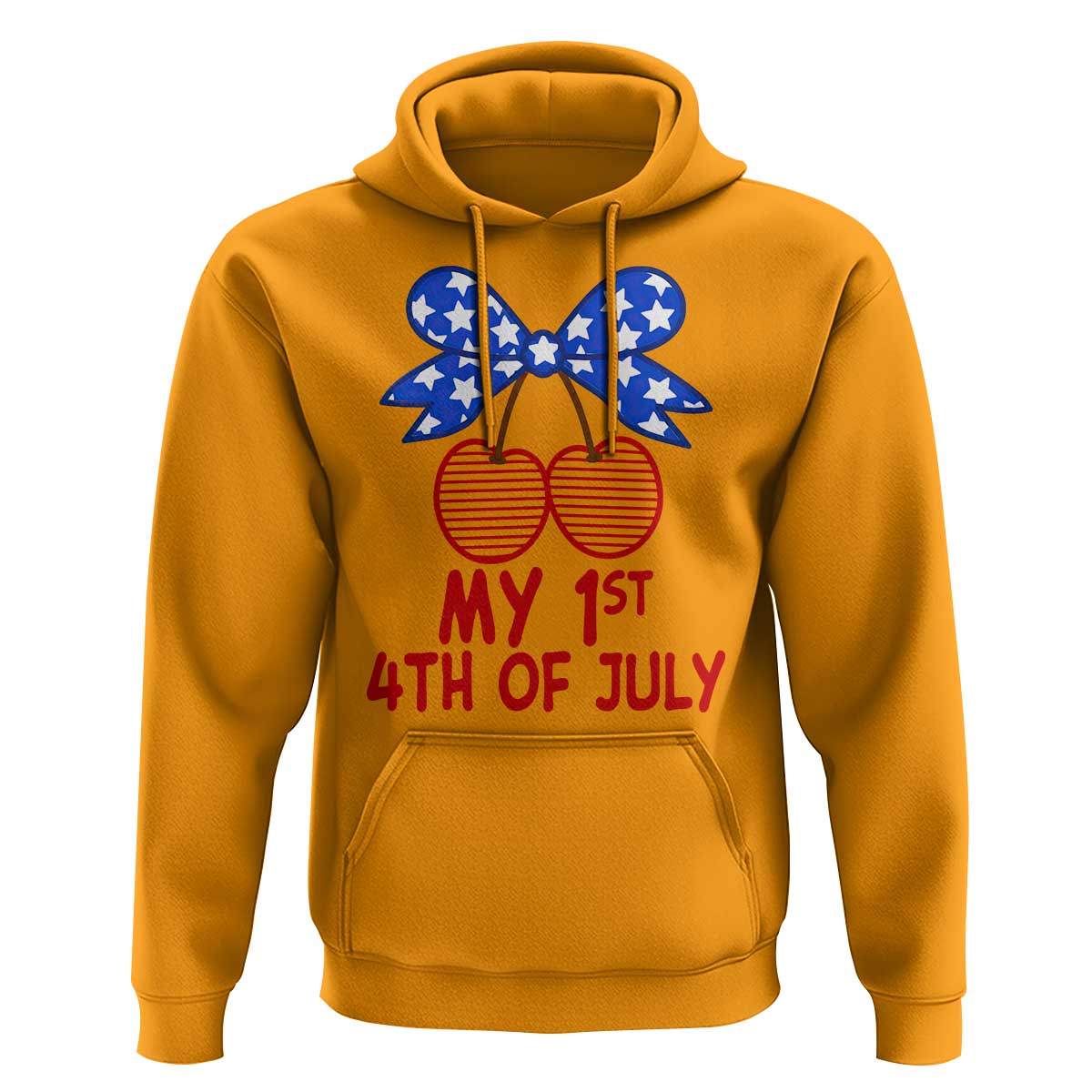 My 1st 4th of July Coquette Bow Striped Cherries Hoodie Preppy Patriotic Baby Girl Independence Holiday