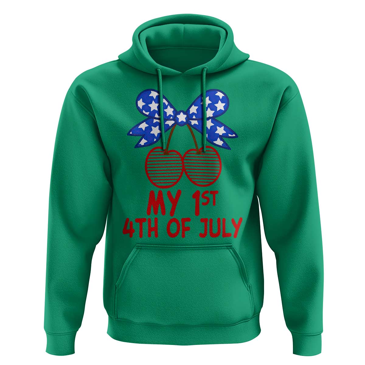 My 1st 4th of July Coquette Bow Striped Cherries Hoodie Preppy Patriotic Baby Girl Independence Holiday