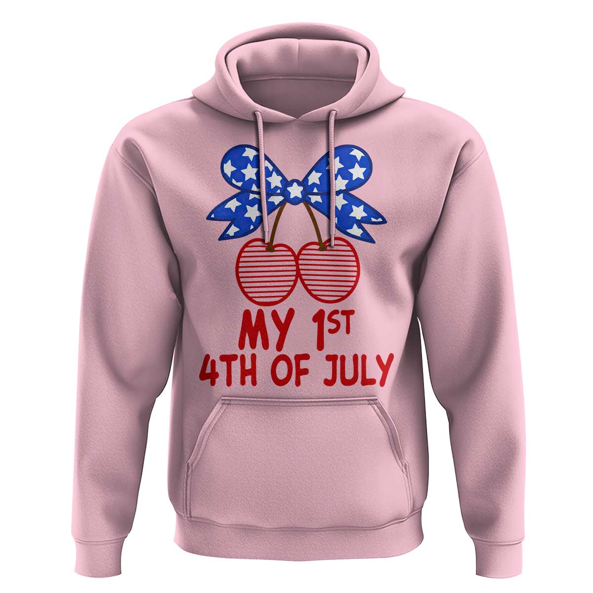 My 1st 4th of July Coquette Bow Striped Cherries Hoodie Preppy Patriotic Baby Girl Independence Holiday