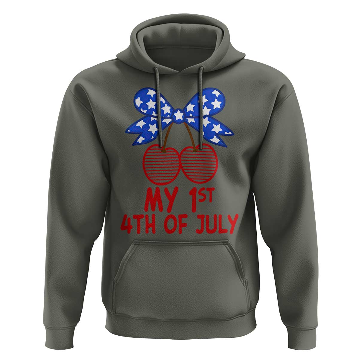 My 1st 4th of July Coquette Bow Striped Cherries Hoodie Preppy Patriotic Baby Girl Independence Holiday