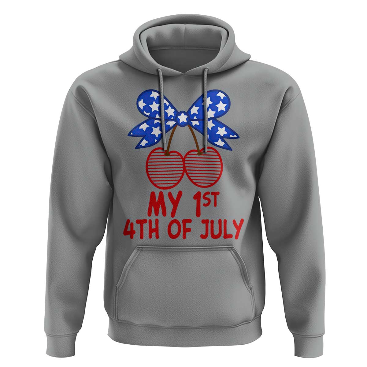 My 1st 4th of July Coquette Bow Striped Cherries Hoodie Preppy Patriotic Baby Girl Independence Holiday