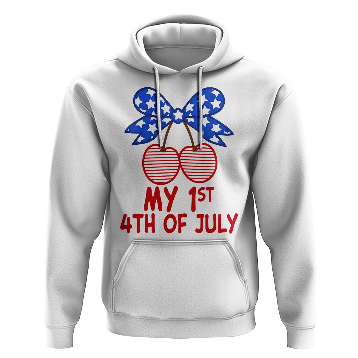 My 1st 4th of July Coquette Bow Striped Cherries Hoodie Preppy Patriotic Baby Girl Independence Holiday