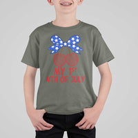 My 1st 4th of July Coquette Bow Striped Cherries T Shirt For Kid Preppy Patriotic Baby Girl Independence Holiday