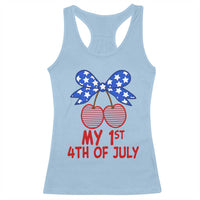 My 1st 4th of July Coquette Bow Striped Cherries Racerback Tank Top Preppy Patriotic Baby Girl Independence Holiday