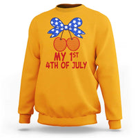 My 1st 4th of July Coquette Bow Striped Cherries Sweatshirt Preppy Patriotic Baby Girl Independence Holiday