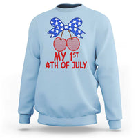 My 1st 4th of July Coquette Bow Striped Cherries Sweatshirt Preppy Patriotic Baby Girl Independence Holiday