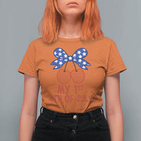 My 1st 4th of July Coquette Bow Striped Cherries T Shirt For Women Preppy Patriotic Baby Girl Independence Holiday