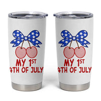 My 1st 4th of July Coquette Bow Striped Cherries Tumbler Cup Preppy Patriotic Baby Girl Independence Holiday