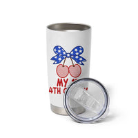 My 1st 4th of July Coquette Bow Striped Cherries Tumbler Cup Preppy Patriotic Baby Girl Independence Holiday