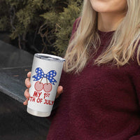 My 1st 4th of July Coquette Bow Striped Cherries Tumbler Cup Preppy Patriotic Baby Girl Independence Holiday