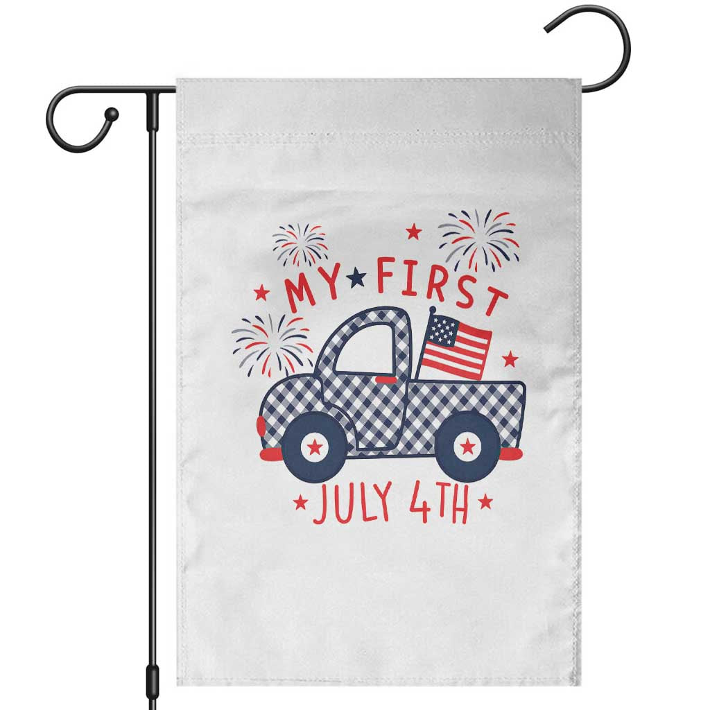 My First July 4th Gingham Vintage Truck Americana Garden Flag Patriotic Fireworks Independence Holiday Milestone