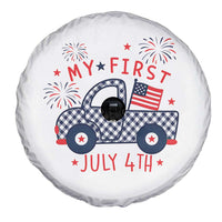 My First July 4th Gingham Vintage Truck Americana Spare Tire Cover Patriotic Fireworks Independence Holiday Milestone