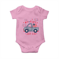 My First July 4th Gingham Vintage Truck Americana Baby Onesie Patriotic Fireworks Independence Holiday Milestone