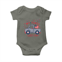 My First July 4th Gingham Vintage Truck Americana Baby Onesie Patriotic Fireworks Independence Holiday Milestone