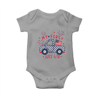 My First July 4th Gingham Vintage Truck Americana Baby Onesie Patriotic Fireworks Independence Holiday Milestone