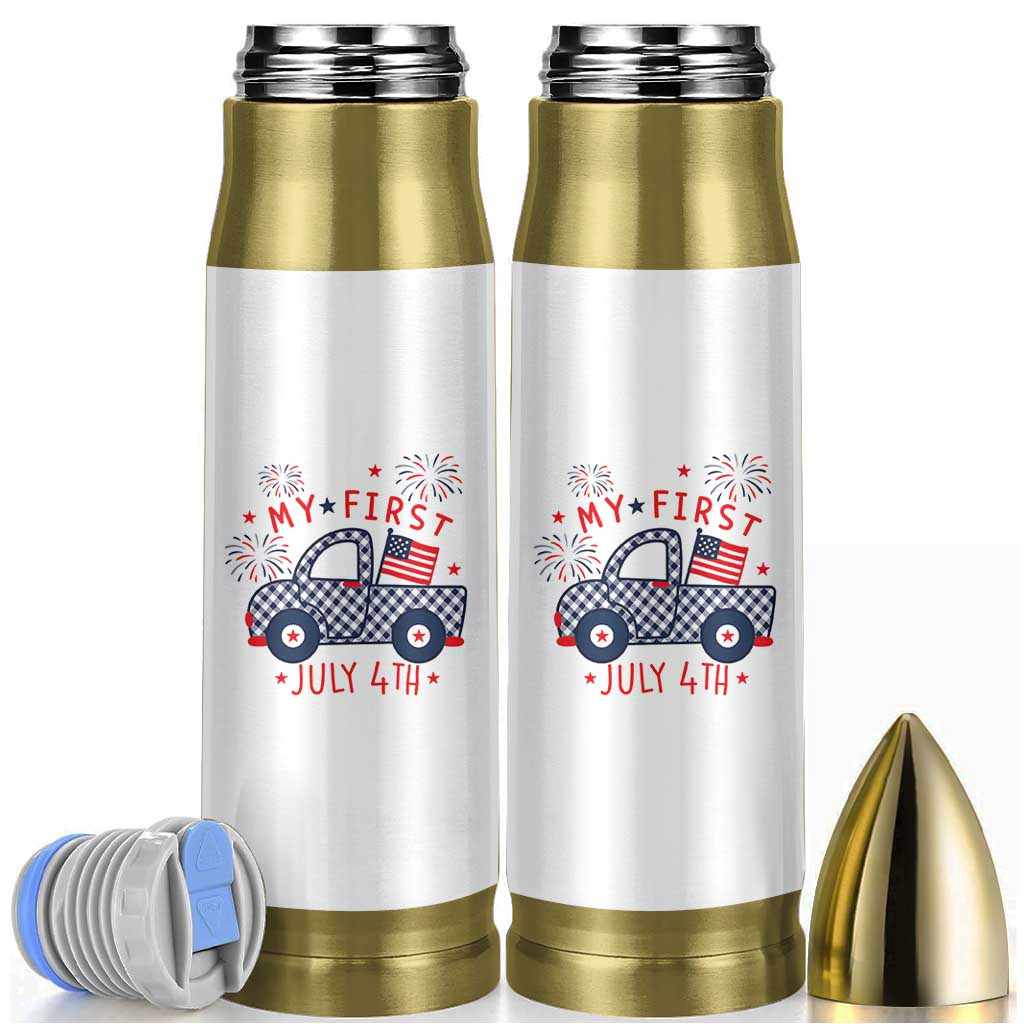 My First July 4th Gingham Vintage Truck Americana Bullet Tumbler Patriotic Fireworks Independence Holiday Milestone