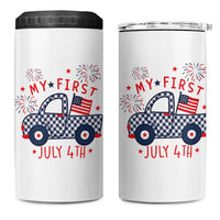 My First July 4th Gingham Vintage Truck Americana 4 in 1 Can Cooler Tumbler Patriotic Fireworks Independence Holiday Milestone
