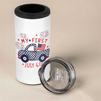 My First July 4th Gingham Vintage Truck Americana 4 in 1 Can Cooler Tumbler Patriotic Fireworks Independence Holiday Milestone