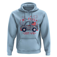 My First July 4th Gingham Vintage Truck Americana Hoodie Patriotic Fireworks Independence Holiday Milestone