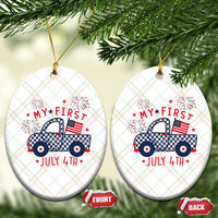 My First July 4th Gingham Vintage Truck Americana Ceramic Ornament Patriotic Fireworks Independence Holiday Milestone