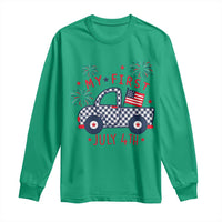 My First July 4th Gingham Vintage Truck Americana Long Sleeve Shirt Patriotic Fireworks Independence Holiday Milestone