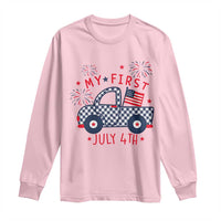My First July 4th Gingham Vintage Truck Americana Long Sleeve Shirt Patriotic Fireworks Independence Holiday Milestone