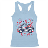 My First July 4th Gingham Vintage Truck Americana Racerback Tank Top Patriotic Fireworks Independence Holiday Milestone