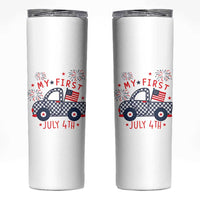 My First July 4th Gingham Vintage Truck Americana Skinny Tumbler Patriotic Fireworks Independence Holiday Milestone