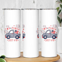 My First July 4th Gingham Vintage Truck Americana Skinny Tumbler Patriotic Fireworks Independence Holiday Milestone