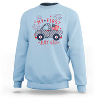 My First July 4th Gingham Vintage Truck Americana Sweatshirt Patriotic Fireworks Independence Holiday Milestone