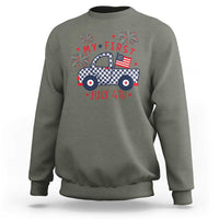 My First July 4th Gingham Vintage Truck Americana Sweatshirt Patriotic Fireworks Independence Holiday Milestone