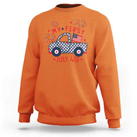 My First July 4th Gingham Vintage Truck Americana Sweatshirt Patriotic Fireworks Independence Holiday Milestone